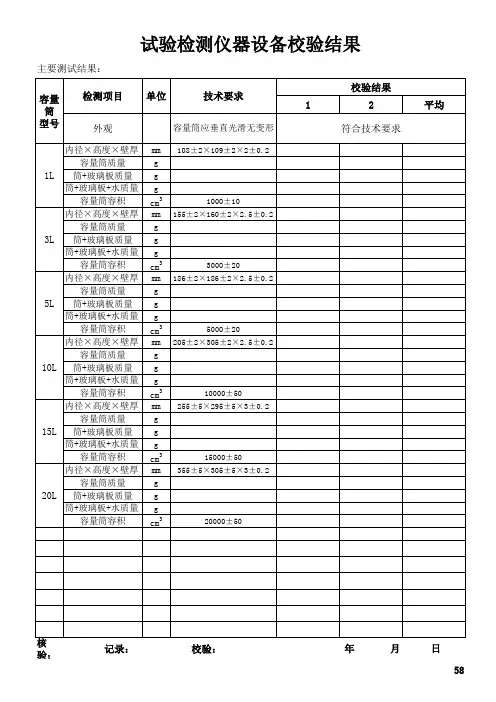 试验仪器设备校验结果、记录