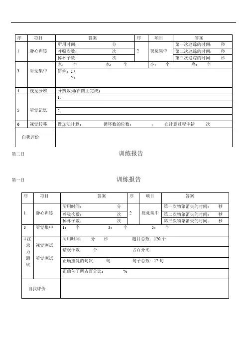 30天注意力培养第一册(训练报告1—4天)