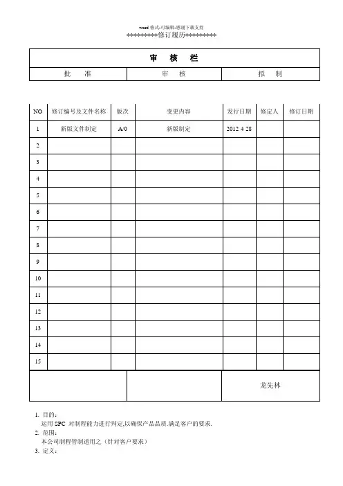 SPC统计制程管理办法