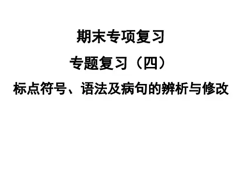 人教版九年级语文上专项复习(四) 标点符号、语法及病句习题PPT