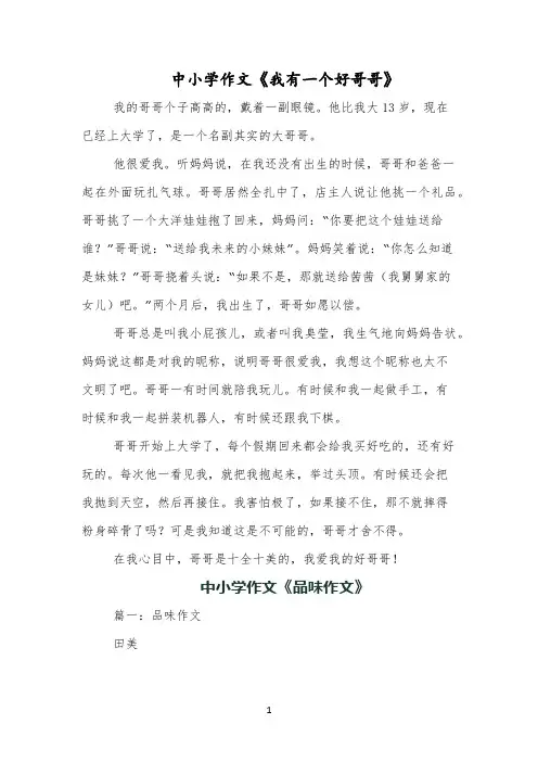 中小学作文《我有一个好哥哥》