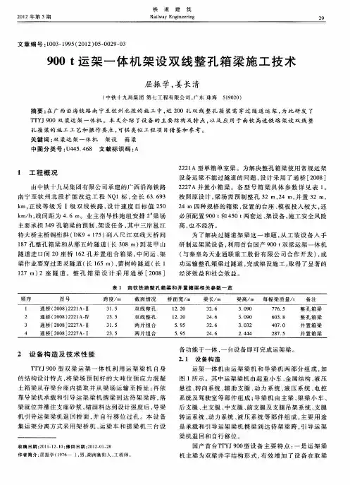 900t运架一体机架设双线整孔箱梁施工技术