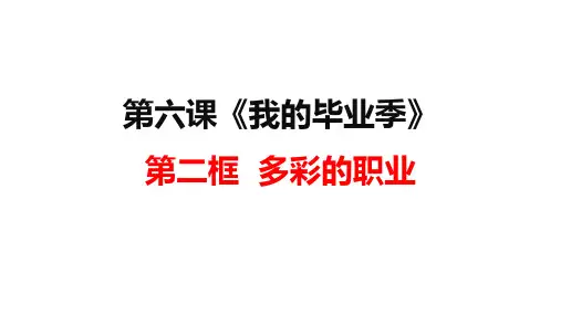 九下道德与法治 6.2 多彩的职业 优秀PPT课件