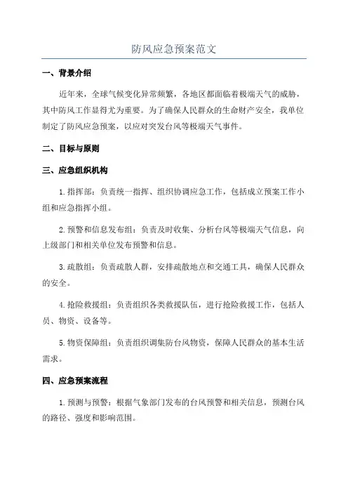 防风应急预案范文
