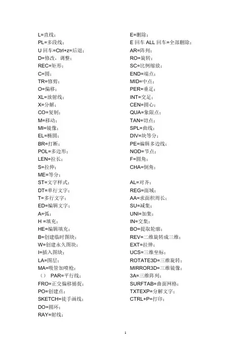 CAD常用用语