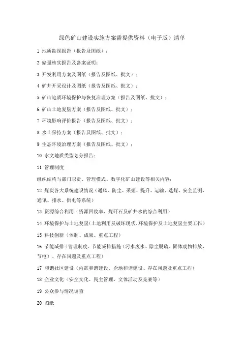 需提供资料(电子版)清单