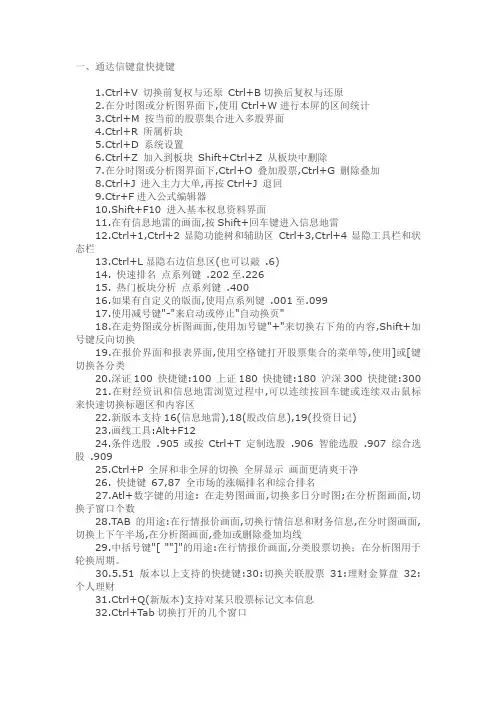 通达信快捷键