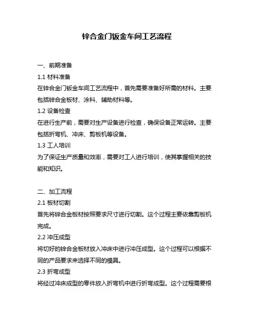 锌合金门钣金车间工艺流程