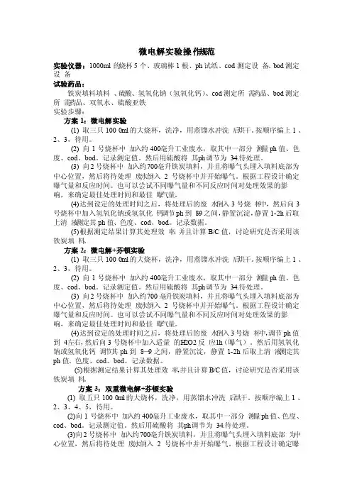 微电解实验操作规范（微电解芬顿实验）