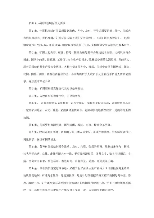 矿井11种图纸绘制标准及要求