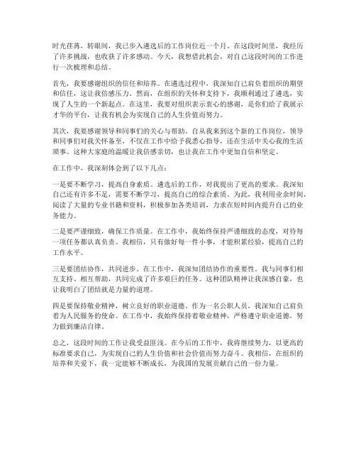 遴选后的工作感想