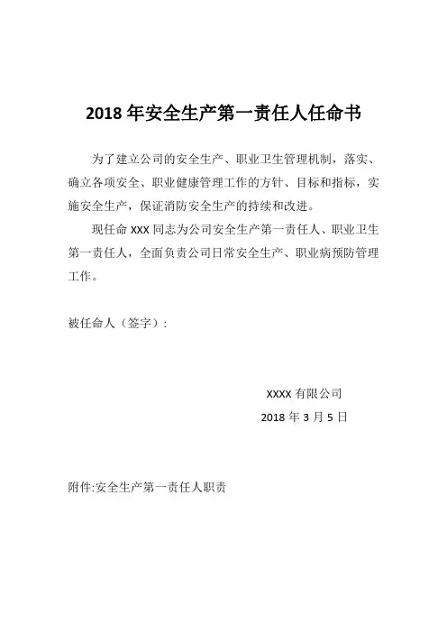 第一责任人任命书