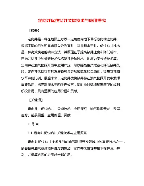 定向井优快钻井关键技术与应用探究