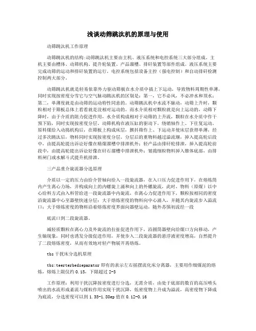 浅谈动筛跳汰机的原理与使用
