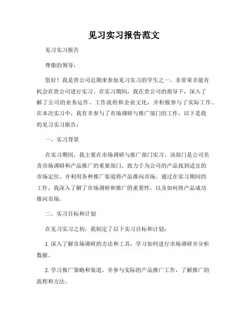 见习实习报告范文