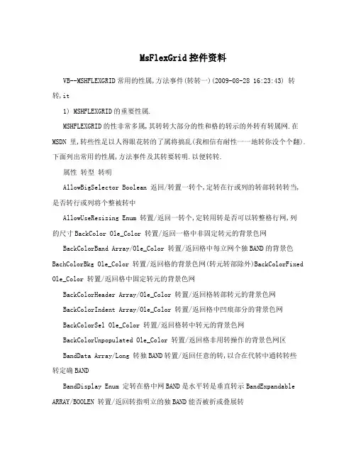 MsFlexGrid控件资料