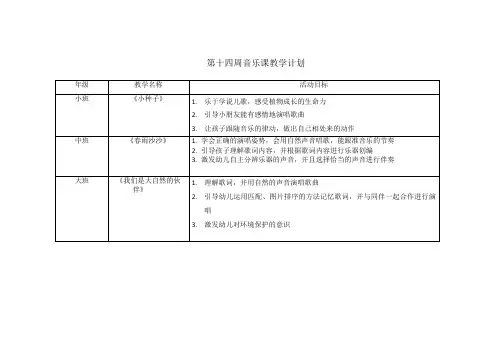 第十四周音乐课教学计划