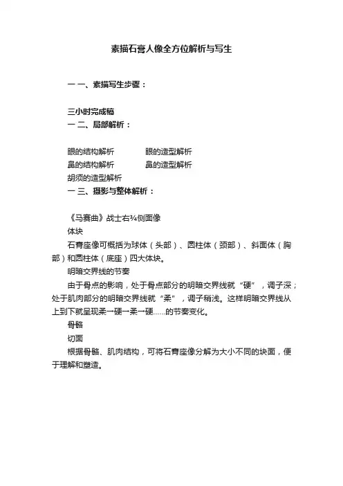 素描石膏人像全方位解析与写生