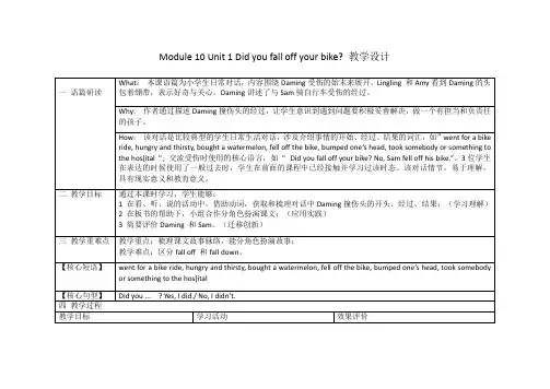 M10U1 Did you fall off your bike 教案