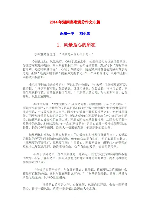 2014年湖南高考满分作文8篇