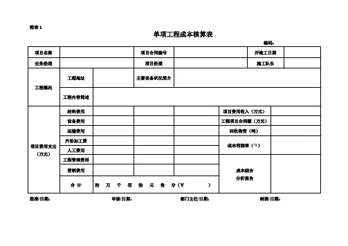 成本核算表格-(计划部范本)