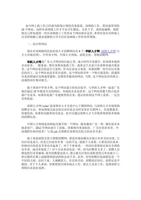 深圳6大求职招聘网站