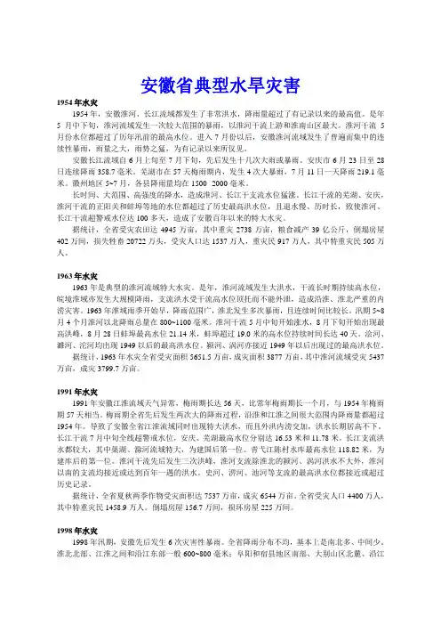 安徽省典型水旱灾害