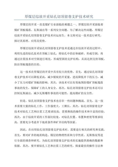 厚煤层综放开采钻孔切顶留巷支护技术研究