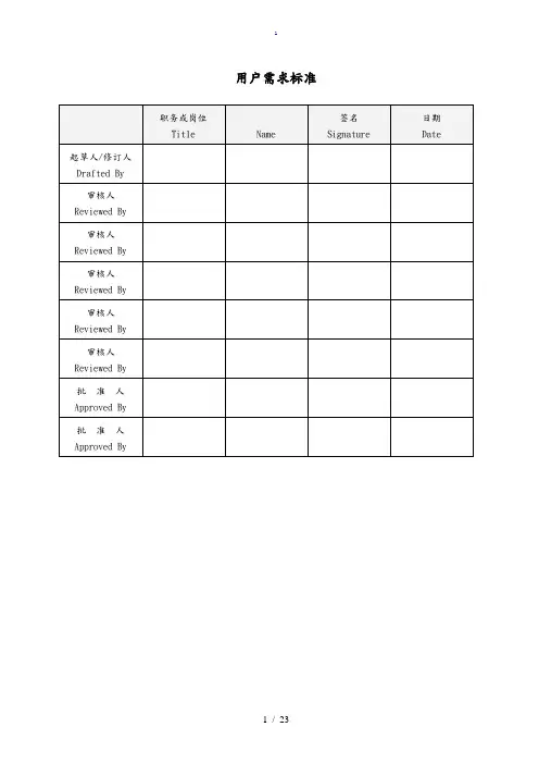 净化工程用户需求标准(URS)