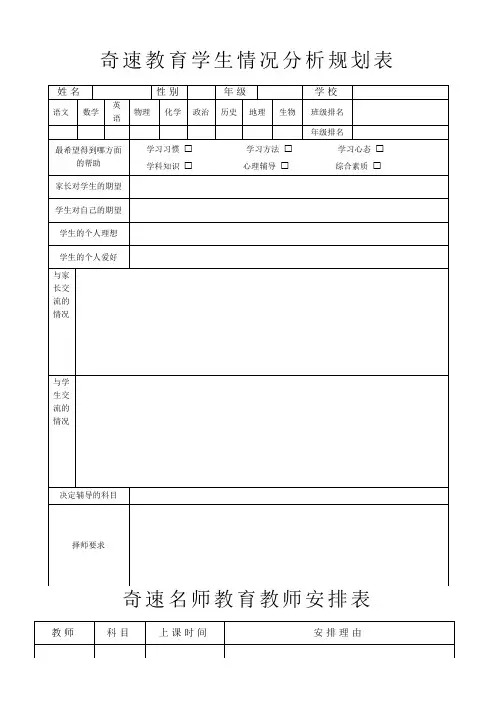学生学习情况分析表(机构)