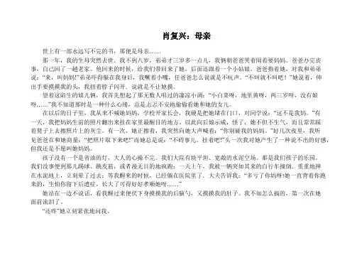 肖复兴：母亲