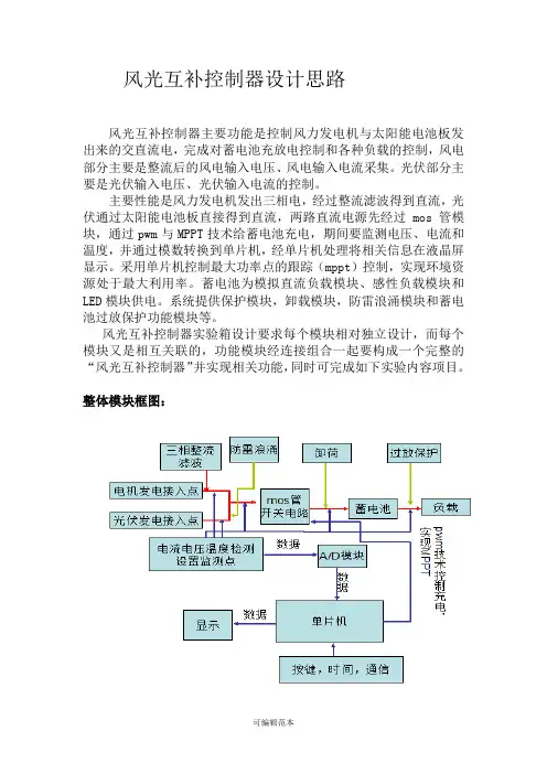 风光互补控制器设计思路,基于单机控制