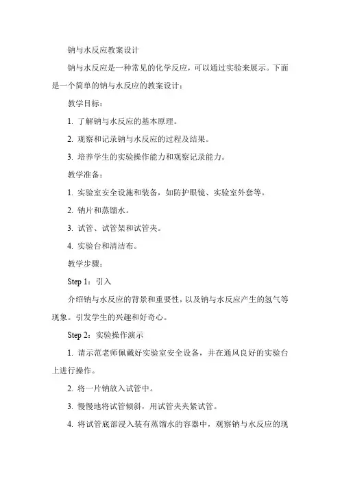钠与水反应教案设计