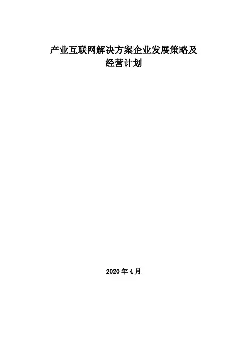 2020年产业互联网解决方案企业发展策略及经营计划