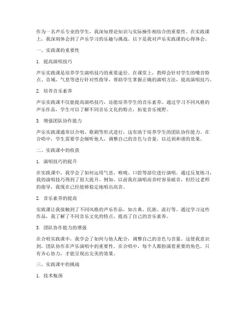 声乐学生实践课心得体会