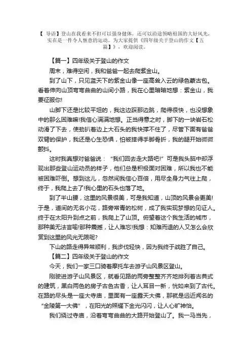 四年级关于登山的作文【五篇】