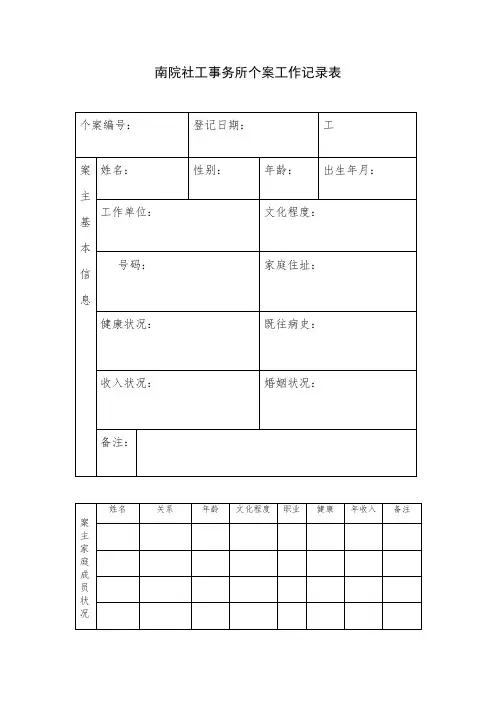 社会工作个案记录表实用文档