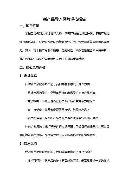 新产品导入风险评估报告