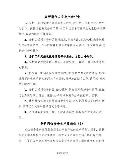 分析岗位安全生产责任制（5篇）