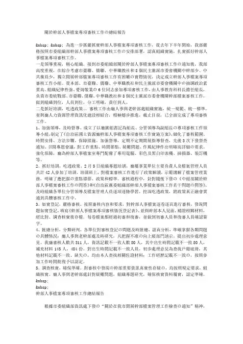 干部人事档案专项审核工作总结(共3篇)