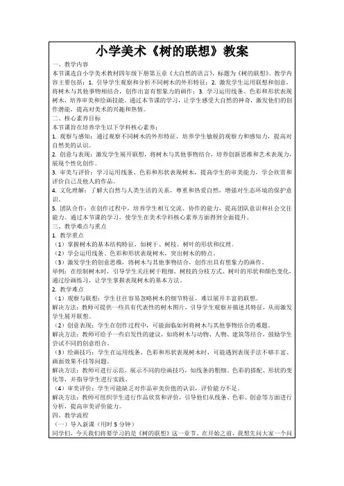 小学美术《树的联想》教案