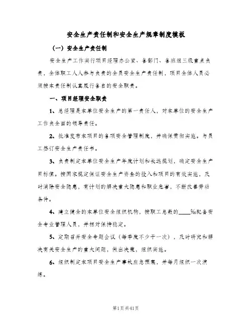 安全生产责任制和安全生产规章制度模板(五篇)