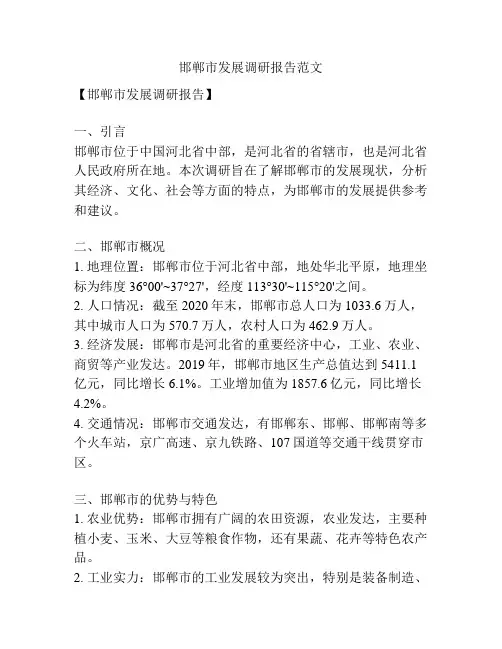 邯郸市发展调研报告范文