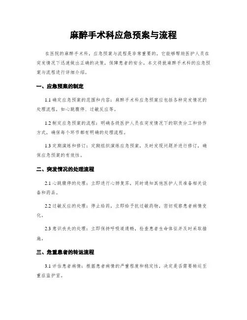 麻醉手术科应急预案与流程