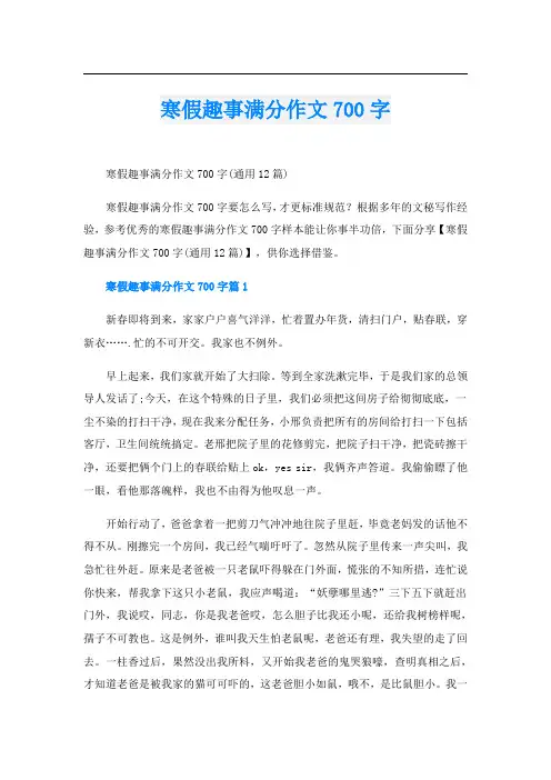 寒假趣事满分作文700字