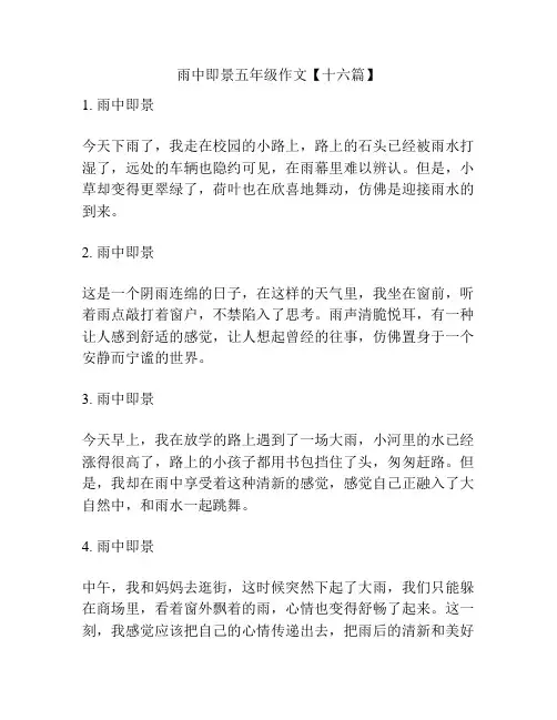 雨中即景五年级作文【十六篇】