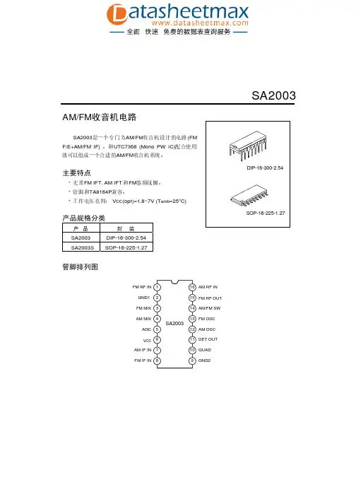 电路图纸-AM_FM收音机电路SA2003