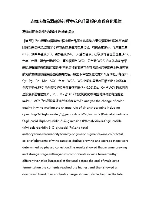 赤霞珠葡萄酒酿造过程中花色苷及颜色参数变化规律