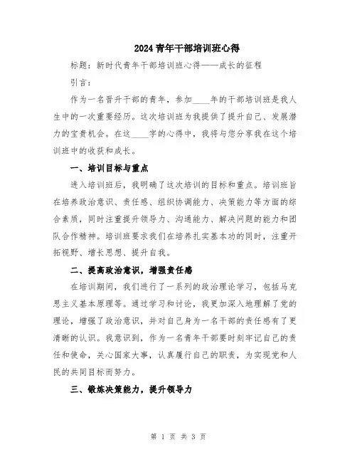 2024青年干部培训班心得