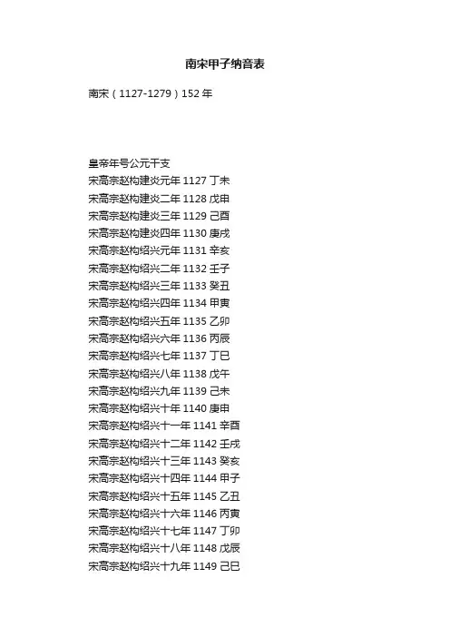 南宋甲子纳音表